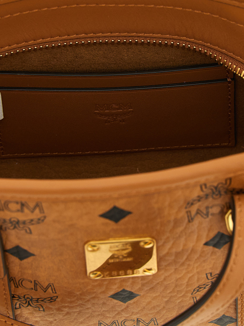 MCM X-Mini Toni Top-Zip Shopper in Visetos Cognac