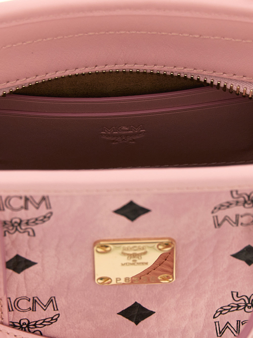 MCM X-Mini Toni Top-Zip Shopper in Visetos Soft Pink