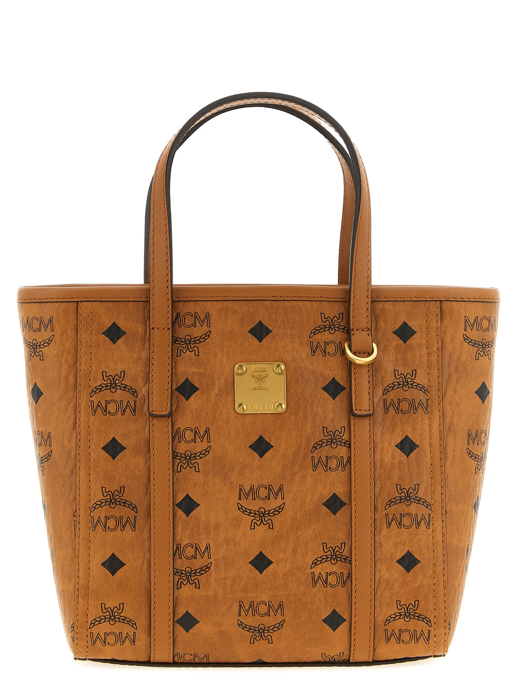 MCM Small Toni Top-Zip Shopper in Visetos Cognac