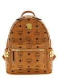 MCM Mini Stark Side Studs Backpack in Visetos Cognac