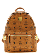 MCM Mini Stark Side Studs Backpack in Visetos Cognac