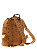 MCM Mini Stark Side Studs Backpack in Visetos Cognac