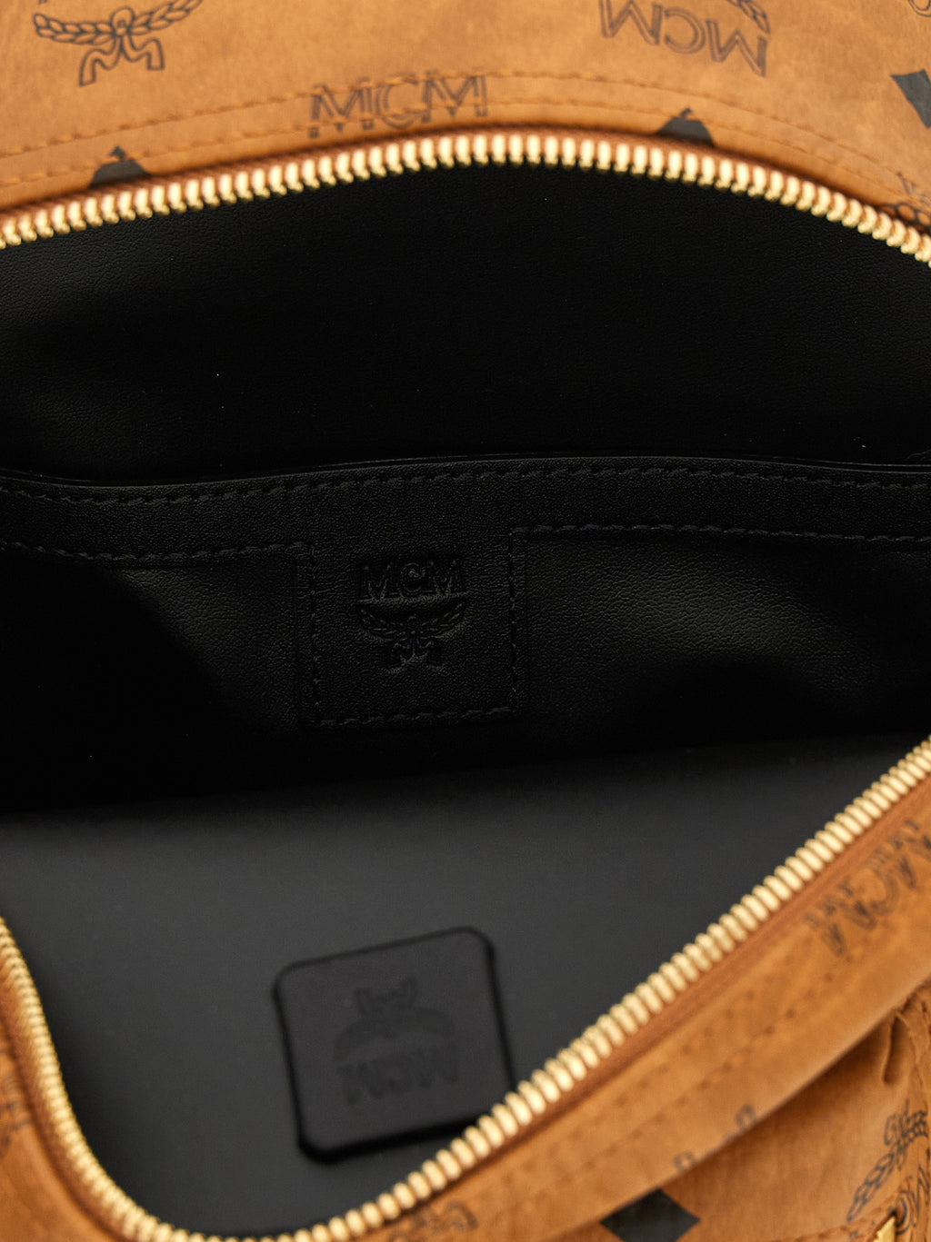 MCM Mini Stark Side Studs Backpack in Visetos Cognac