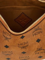 MCM Small Aren Crescent Hobo Bag in Visetos Cognac
