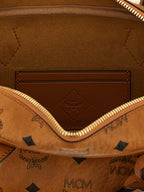 MCM Small Aren East West Shoulder Bag in Visetos Cognac