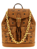 MCM Mini Aren Drawstring Backpack in Visetos Cognac