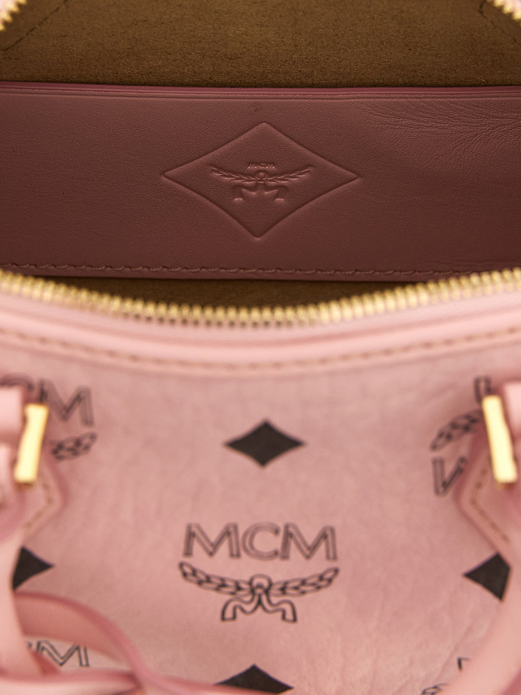 MCM Mini Ella Boston Bag in Visetos Soft Pink