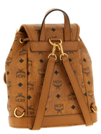 MCM Mini Aren Drawstring Backpack in Visetos Cognac