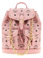 MCM Mini Aren Drawstring Backpack in Visetos Soft Pink
