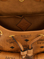 MCM Mini Aren Drawstring Backpack in Visetos Cognac