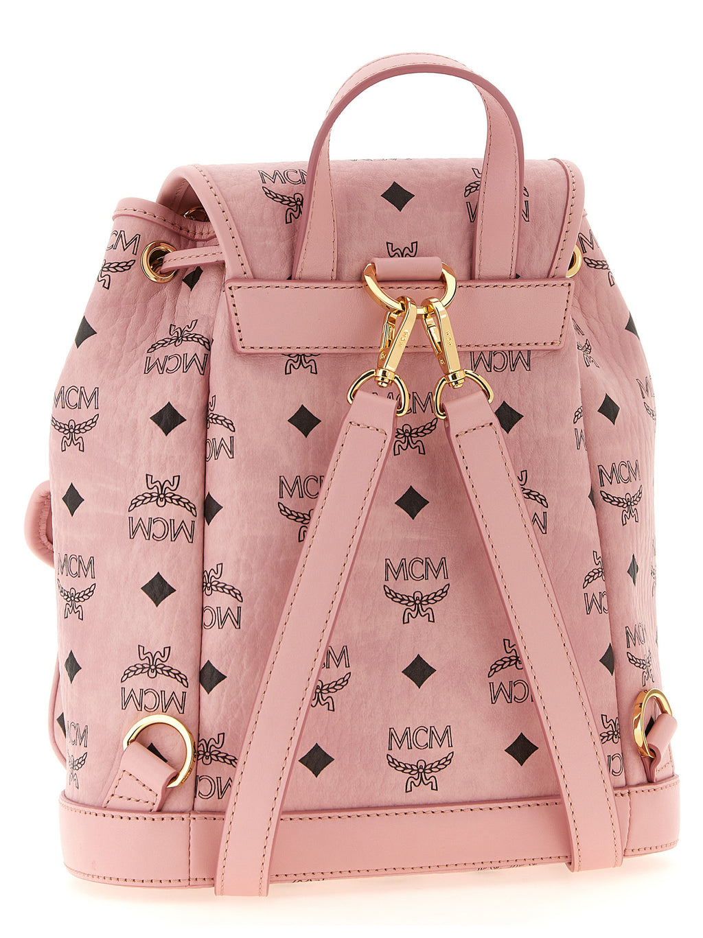 MCM Mini Aren Drawstring Backpack in Visetos Soft Pink