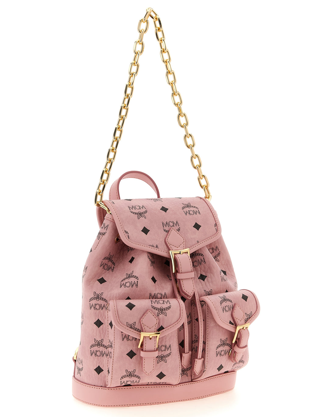 MCM Mini Aren Drawstring Backpack in Visetos Soft Pink