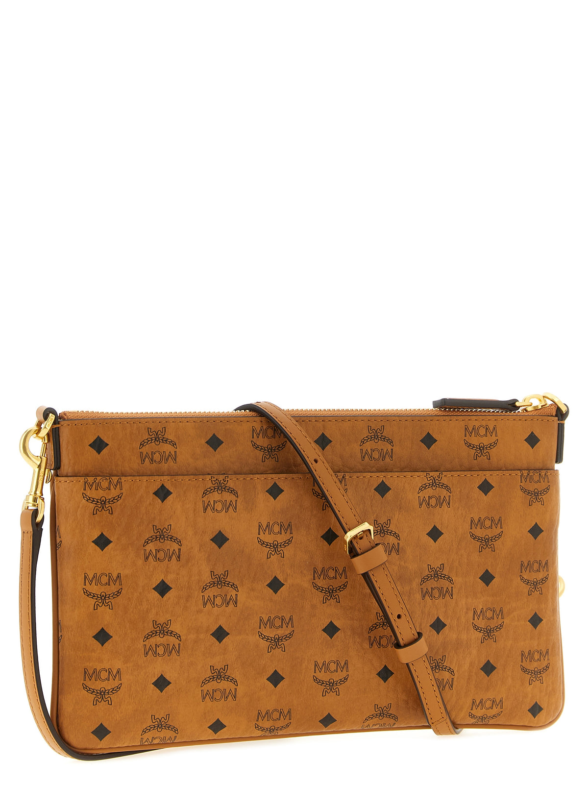 MCM Mini Aren Crossbody Pouch in Visetos Cognac