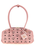 MCM Small Aren East West Shoulder Bag in Visetos Soft Pink