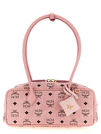 MCM Small Aren East West Shoulder Bag in Visetos Soft Pink