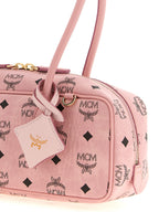 MCM Small Aren East West Shoulder Bag in Visetos Soft Pink