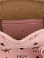 MCM Small Aren East West Shoulder Bag in Visetos Soft Pink