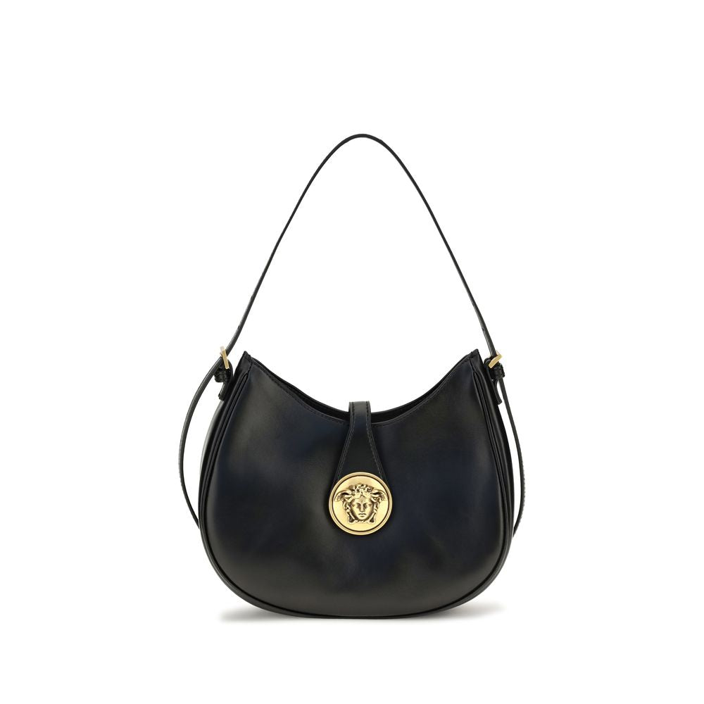 Versace Emblème Black Nappa Leather Hobo Bag