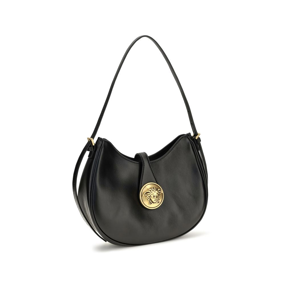 Versace Emblème Black Nappa Leather Hobo Bag