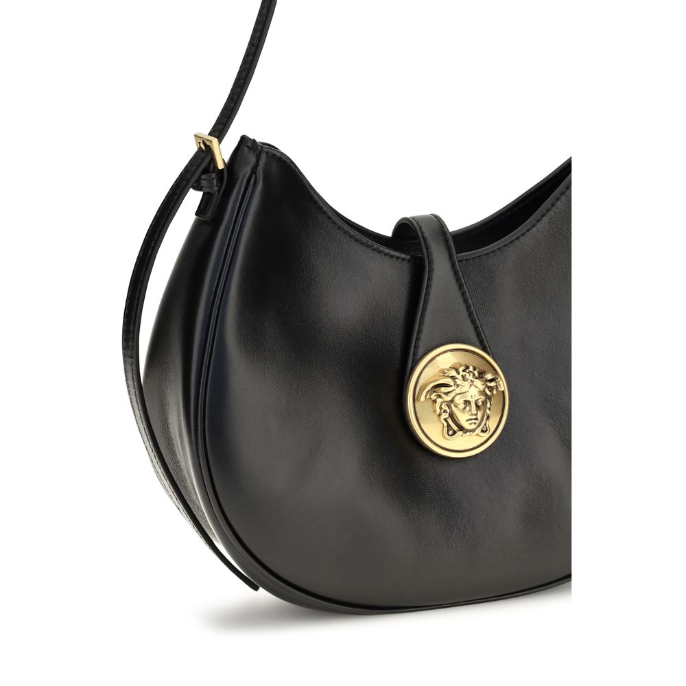 Versace Emblème Black Nappa Leather Hobo Bag