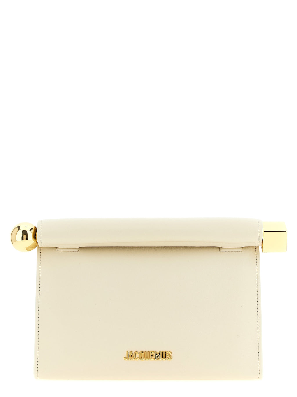 Jacquemus Le Sac Rond Carré Leather Clutch Bag Light Ivory