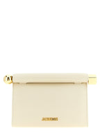 Jacquemus Le Sac Rond Carré Leather Clutch Bag Light Ivory