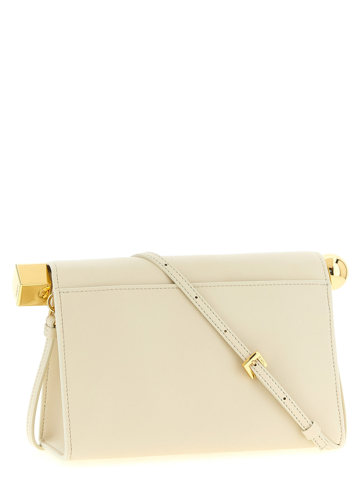 Jacquemus Le Sac Rond Carré Leather Clutch Bag Light Ivory