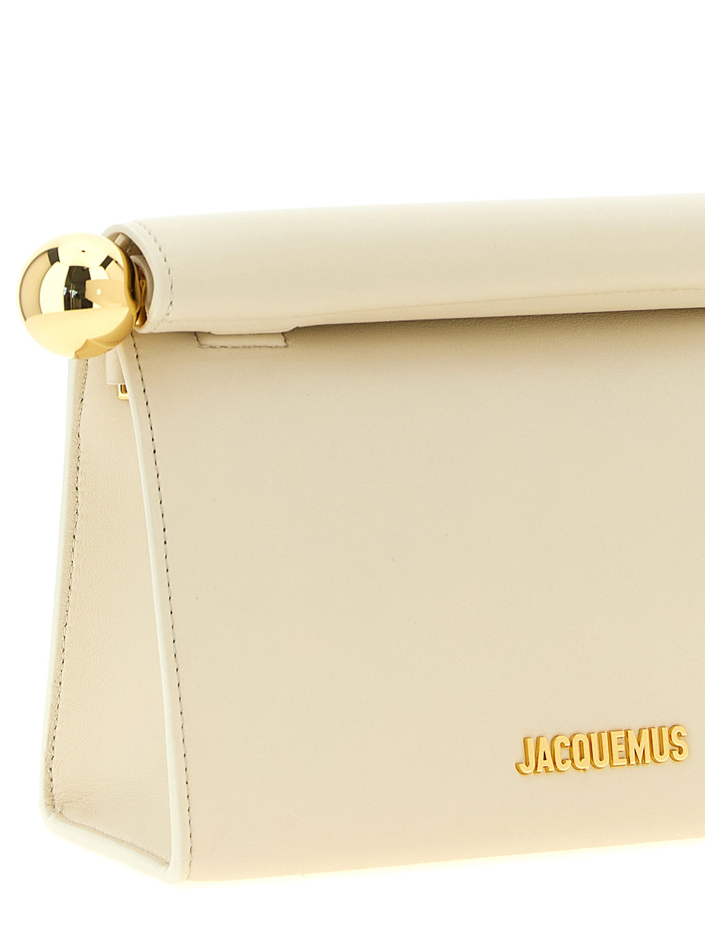 Jacquemus Le Sac Rond Carré Leather Clutch Bag Light Ivory
