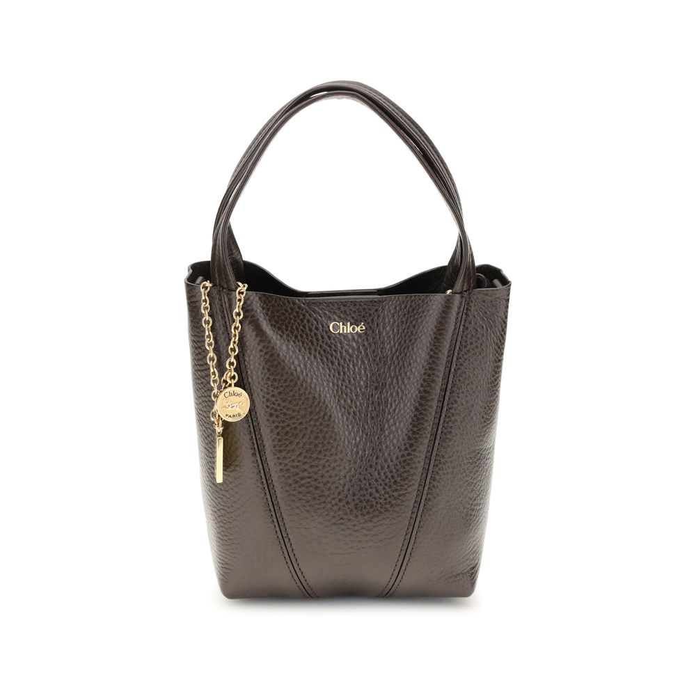 Chloé Small Spin Grained Leather Tote Bag Kohl Brown