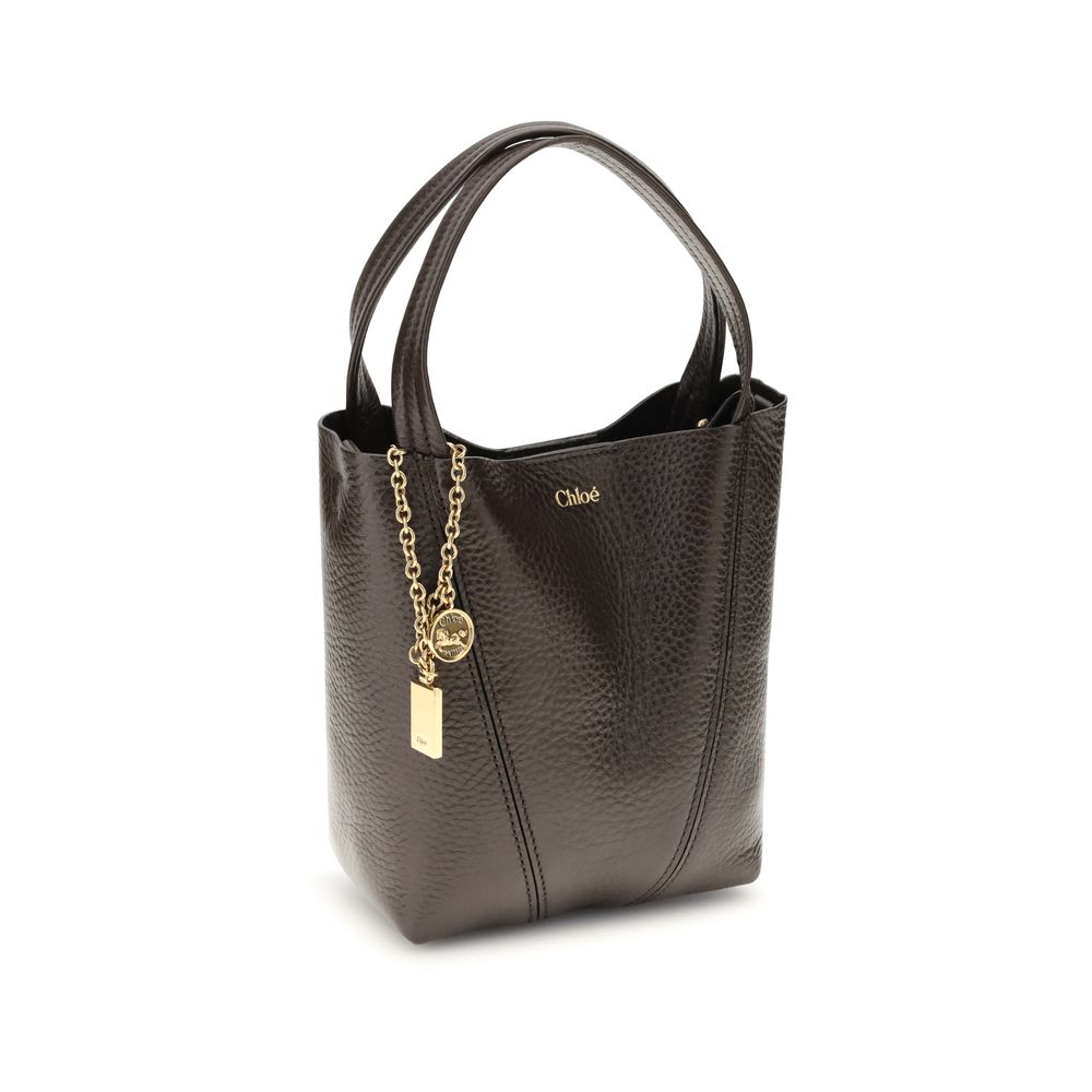 Chloé Small Spin Grained Leather Tote Bag Kohl Brown