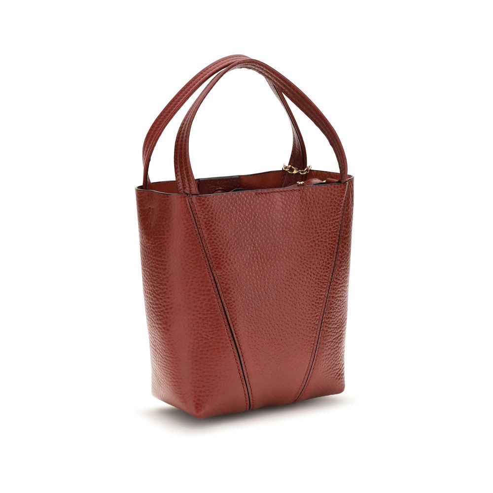Chloé Small Spin Grained Leather Tote Bag Tiziano Red
