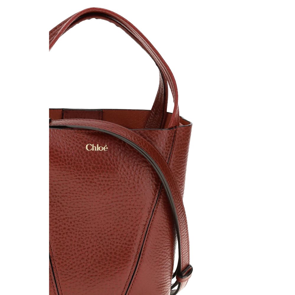 Chloé Small Spin Grained Leather Tote Bag Tiziano Red