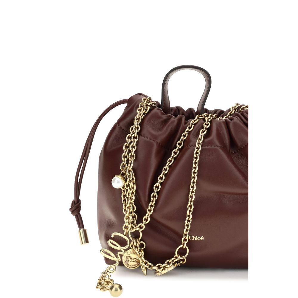 Chloé Mini Icons Shoulder Bag with Chain Burnt Red