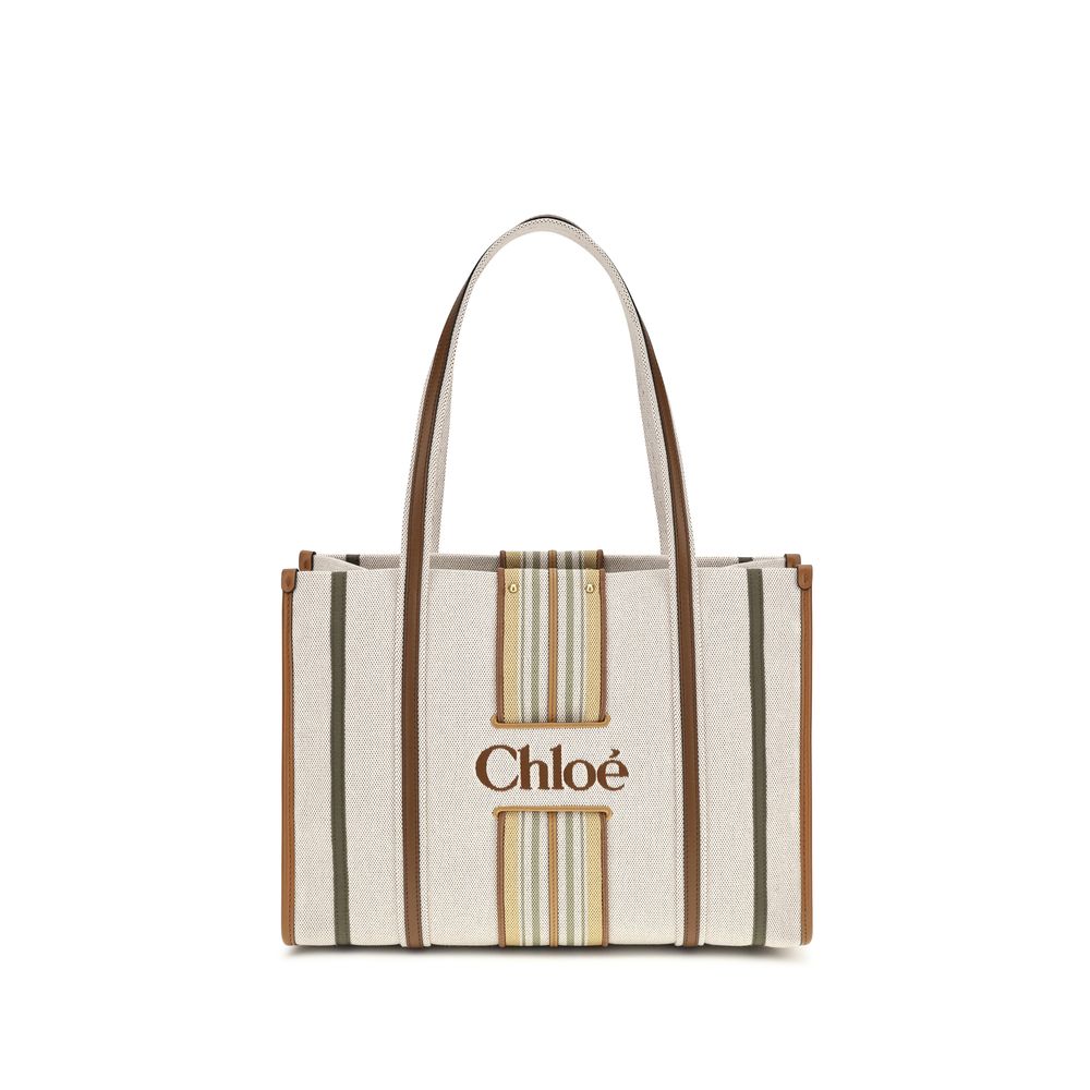 Chloé Woody Loop Canvas Tote Bag Pure Brown