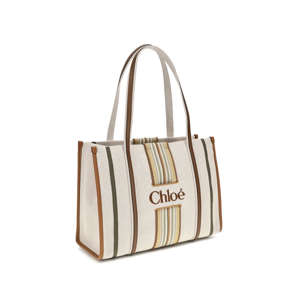 Chloé Woody Loop Canvas Tote Bag Pure Brown