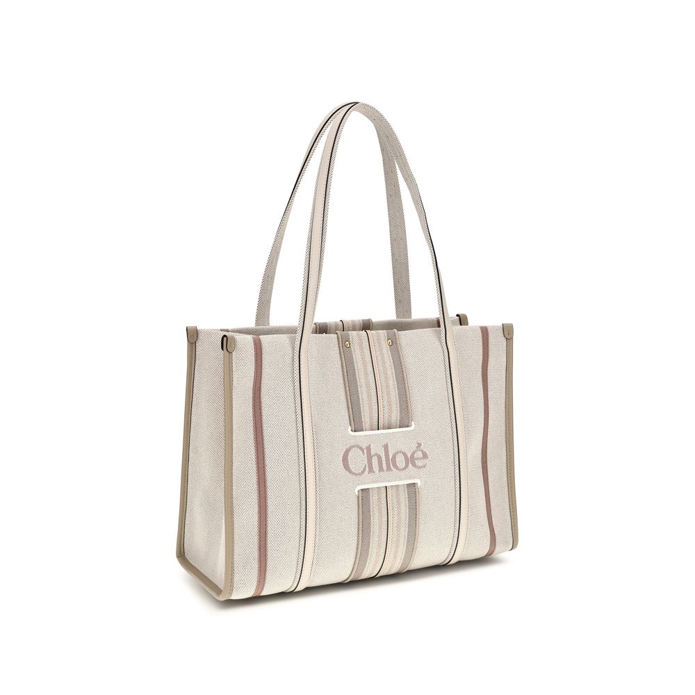 Chloé Woody Loop Canvas Tote Bag Nude