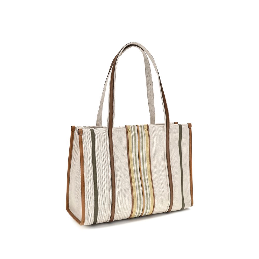 Chloé Woody Loop Canvas Tote Bag Pure Brown