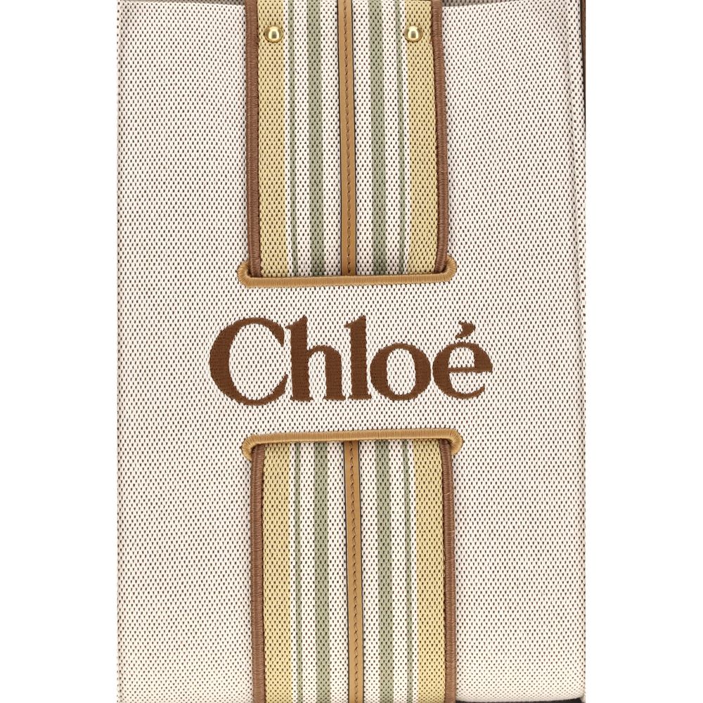 Chloé Woody Loop Canvas Tote Bag Pure Brown