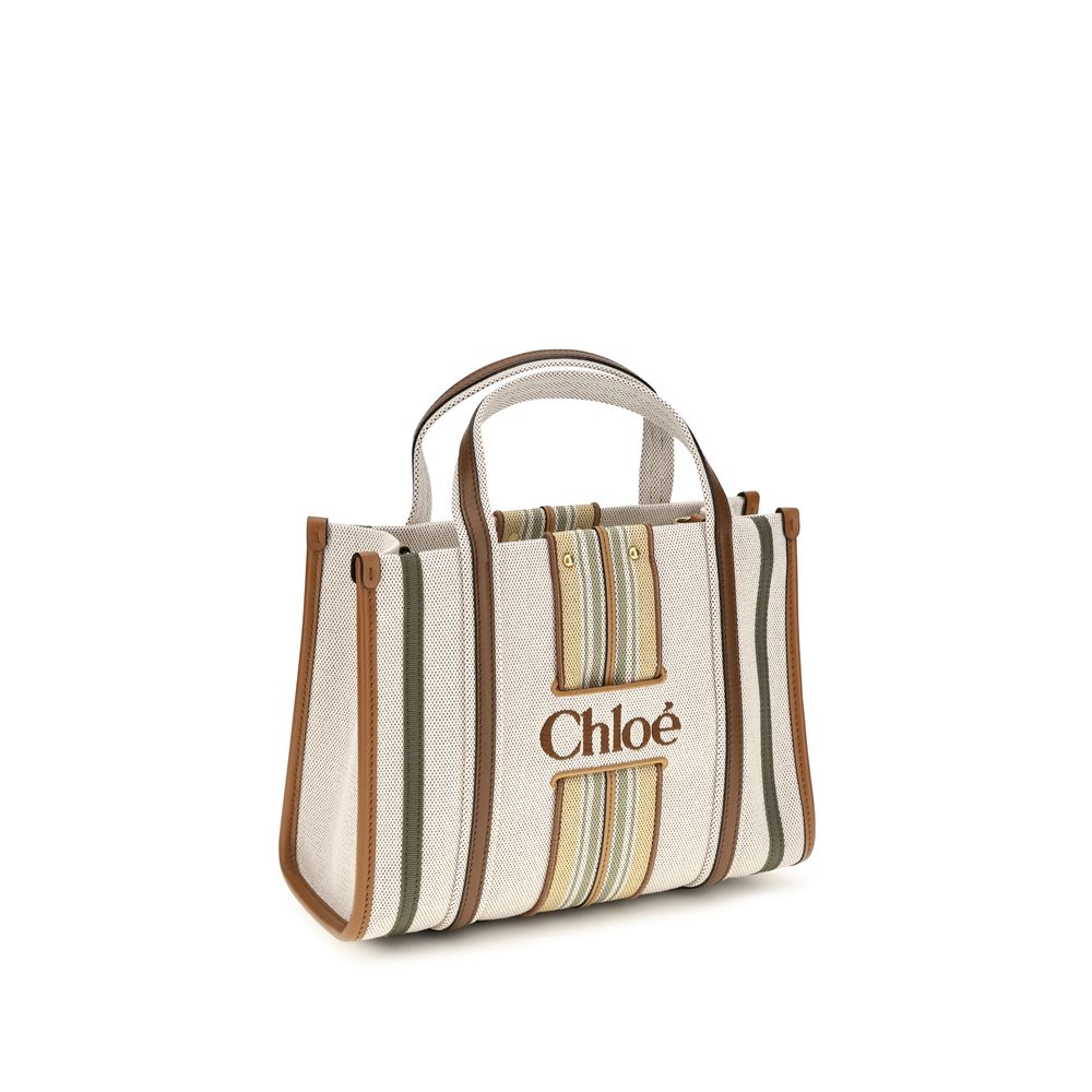 Chloé Small Woody Loop Canvas Tote Bag Pure Brown