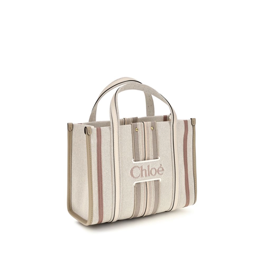 Chloé Small Woody Loop Canvas Tote Bag Nude