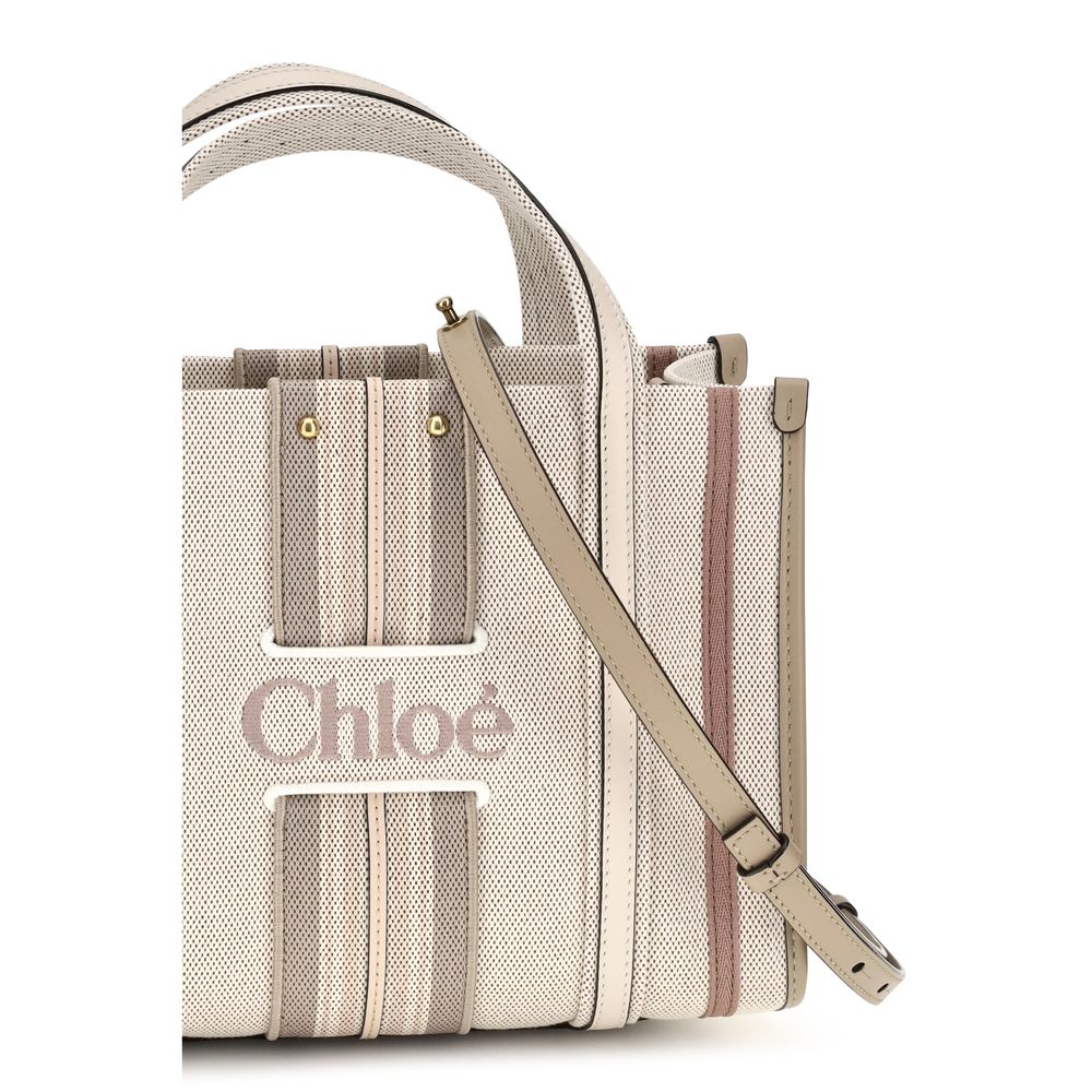 Chloé Small Woody Loop Canvas Tote Bag Nude