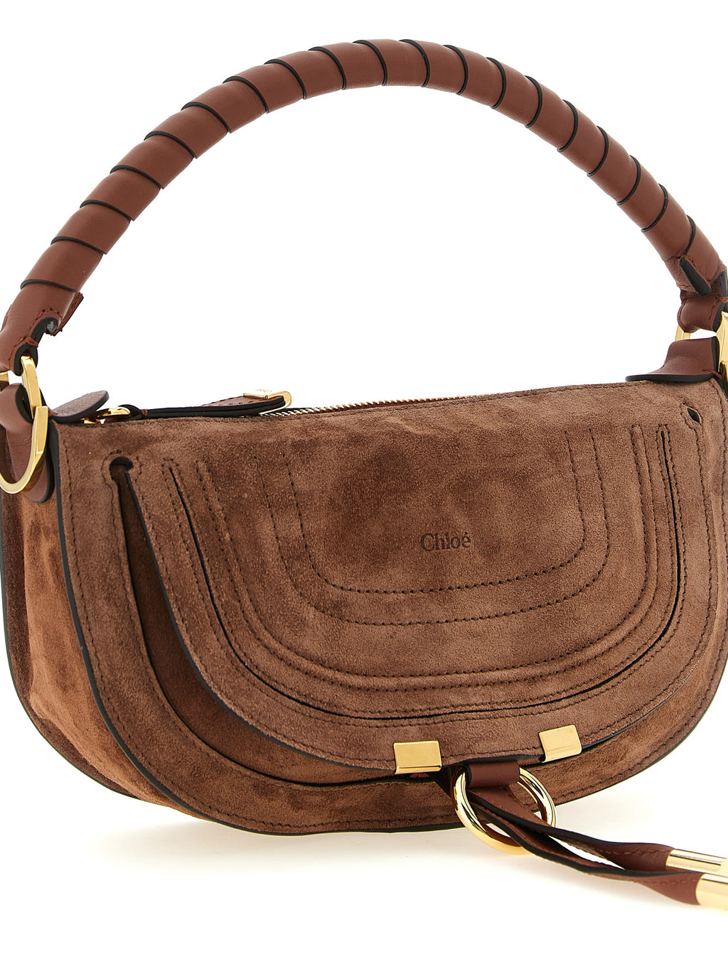 Chloé Mini Marcie Suede Shoulder Bag Blushy Brown