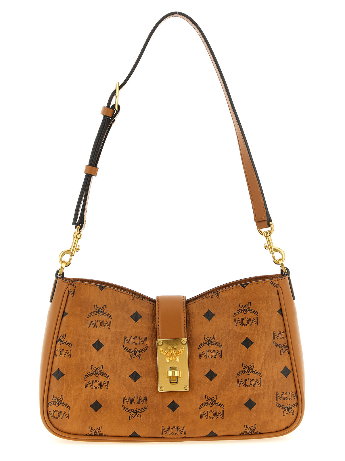 MCM Small Tracy Shoulder Bag in Visetos Cognac