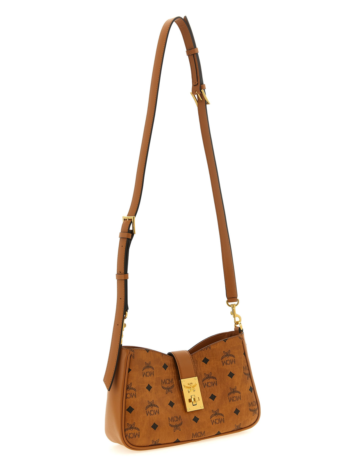 MCM Small Tracy Shoulder Bag in Visetos Cognac