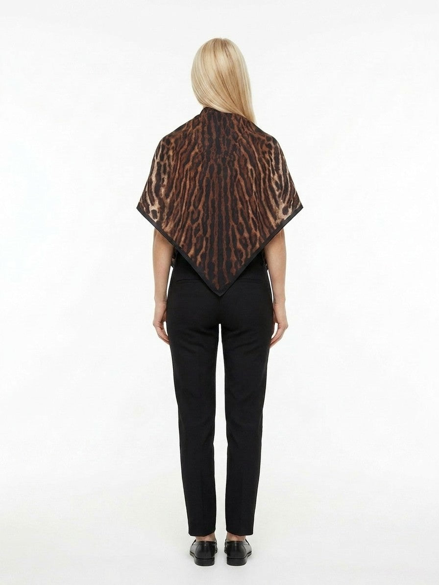 Givenchy Leopard Print Silk Square Scarf Brown