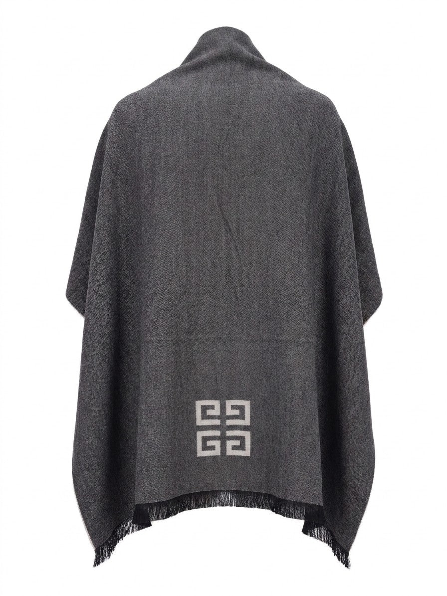 Givenchy Logo Jacquard Wool & Silk Scarf Grey