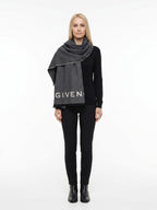 Givenchy Logo Jacquard Wool & Silk Scarf Grey