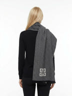 Givenchy Logo Jacquard Wool & Silk Scarf Grey