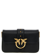 PINKO Mini Love Slouchy Black Leather Shoulder Bag