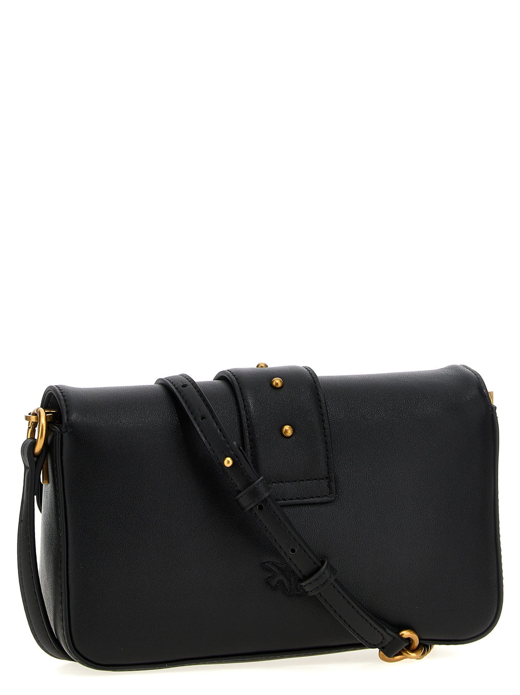 PINKO Mini Love Slouchy Black Leather Shoulder Bag